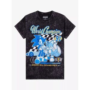 Sonic The Hedgehog World Champion Dark Wash T-Shirt LARGE New
